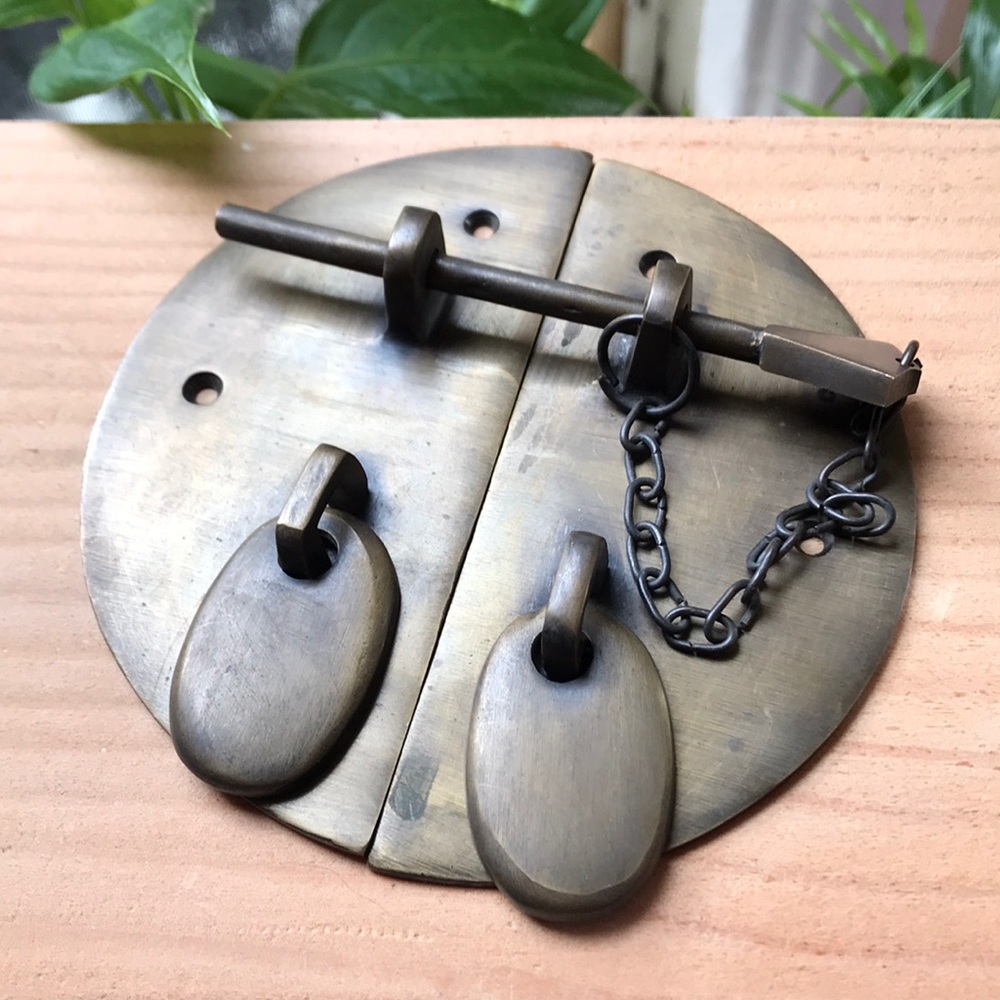 Round Brass Decorative Latch 4-3/8”